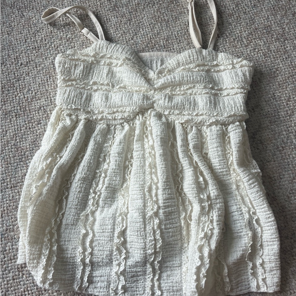 SHEIN Cream Textured Tank Top